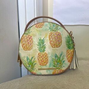 Brahmin Pineapple Print Round Bag EUC